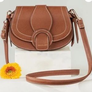 Crossbody/Belt Purse Rachel Zoe Collection Edessi Brown Saddle Bag Vegan Leather